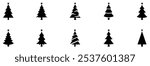 Pine icon set. Fir tree vector set. Christmas tree icon. Vector Illustration. EPS 10