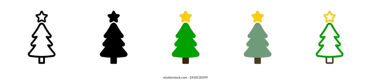 Pine icon set. Fir tree vector set. Christmas tree icon set. Isolated graphic illustration pine. Simple Tree icon in vector design flat style