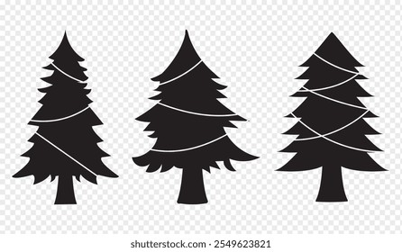 Conjunto de iconos de pino. Conjunto de Vector de abeto.