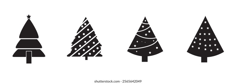 Pine icon set. Fir tree vector set. Christmas tree icon. Vector Illustration. EPS 10