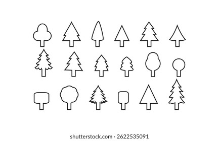 Kiefernsymbolsatz. Tannenbaum-Vektorsatz. Weihnachtsbaum-Symbol. Vektorgrafik. EPS 10