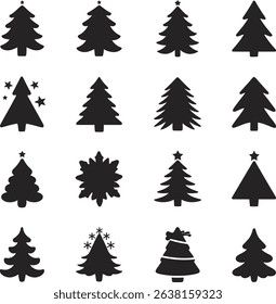 Pine icon set. Fir tree vector set. Christmas tree icon. Vector Illustration. EPS 10