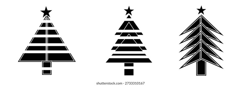 Conjunto de iconos de pino. Conjunto de Vector de abeto. Icono de árbol de Navidad. Ilustración vectorial