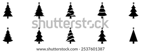 Pine icon set. Fir tree vector set. Christmas tree icon. Vector Illustration. EPS 10