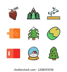 pine icon set. vector set about forest, kitchen board, bonsai and pine nut icons set.
