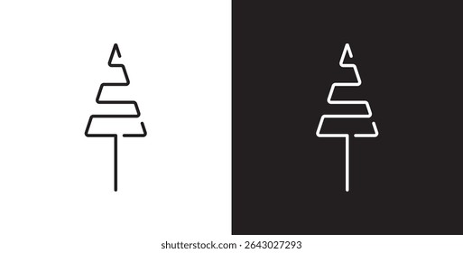 Pine icon. Simple tree icon vector. Icon of tree and leaf, Christmas tree line icon designs, Tropical vector illustration in transparent and black background. 
