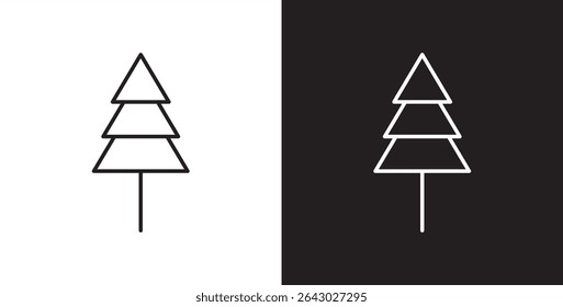 Pine icon. Simple tree icon vector. Icon of tree and leaf, Christmas tree line icon designs, Tropical vector illustration in transparent and black background. 
