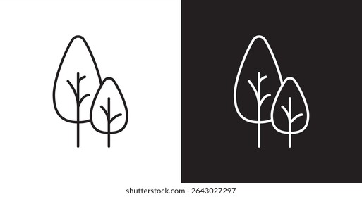 Pine icon. Simple tree icon vector. Icon of tree and leaf, Christmas tree line icon designs, Tropical vector illustration in transparent and black background. 