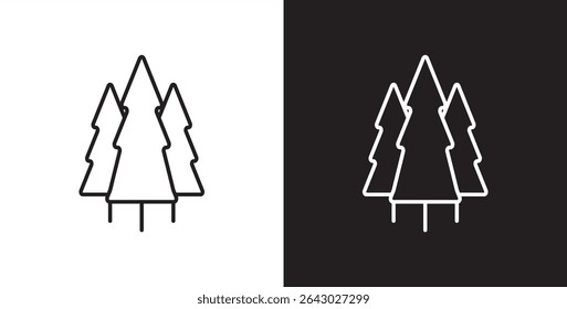 Pine icon. Simple tree icon vector. Icon of tree and leaf, Christmas tree line icon designs, Tropical vector illustration in transparent and black background. 