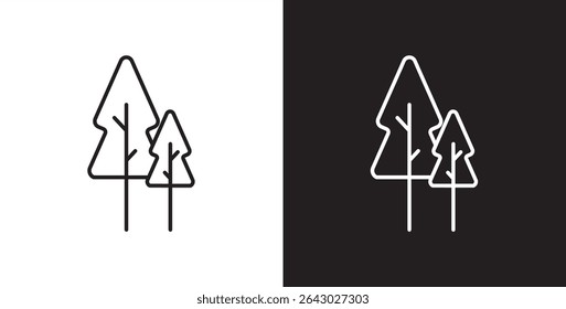 Pine icon. Simple tree icon vector. Icon of tree and leaf, Christmas tree line icon designs, Tropical vector illustration in transparent and black background. 
