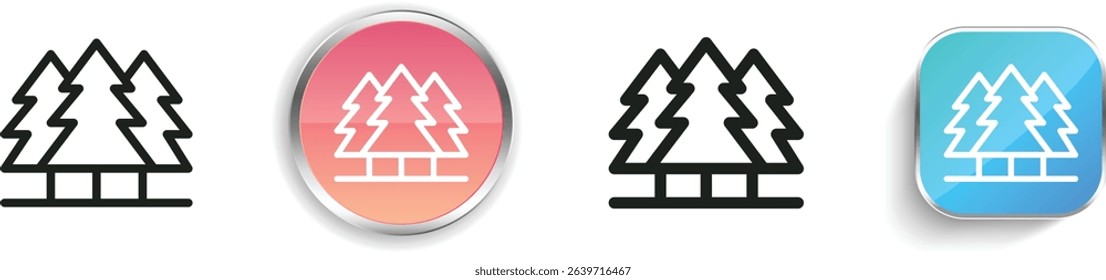 pine icon. Thin Linear, Regular and Button Style Design Isolated On White Background