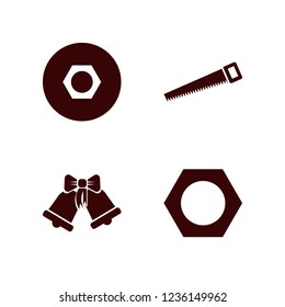 pine icon. pine vector icons set sleigh bells, saw and nut