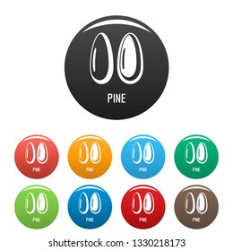 Pine icons set 9 color vector isolated on white for any design