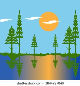 Diseño de ilustraciones de Pine en segundo plano