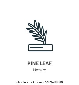 Pine leaf outline vector icon. Thin line black pine leaf icon, flat vector simple element illustration from editable nature concept isolated stroke on white background