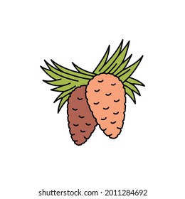 Pine сolor line icon. Essential oils fruit seeds. Pictogram for web page, mobile app, promo. UI UX GUI design element. Editable stroke.