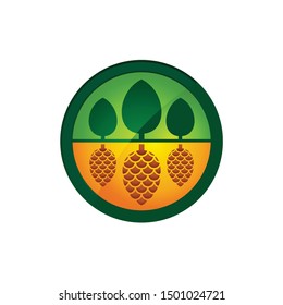 Pine Logo. Cedar Symbol. Tree Vector Icon.