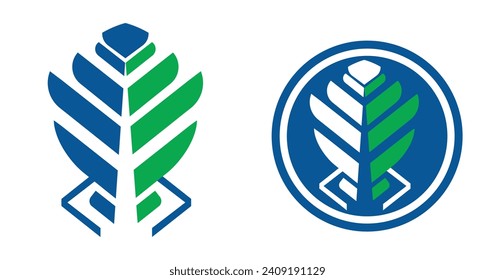 pine logo compuer bussines green blue