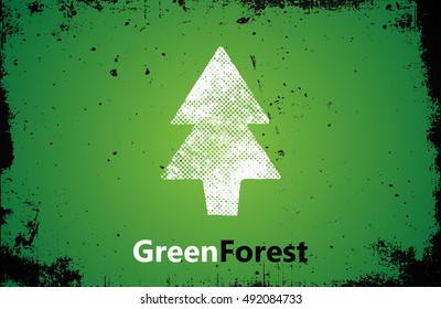 Pine logo design. Green forest logo. grunge logo