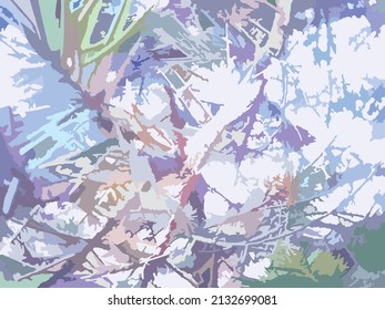 Pine motif for backgrounds and textures. Pine branches in cold tones for prints and fabric products, wallpaper and textiles, covers,  interior solutions, posters, etc.