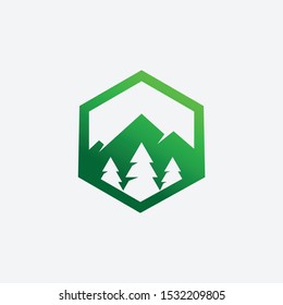 Pine and Mountain Geometric logo