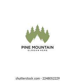 pine with mountain logo design