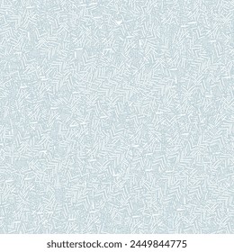 Pine needles or white tinsel on a light blue surface. Textured background for the cold season. Abstract vector. Seamless pattern.