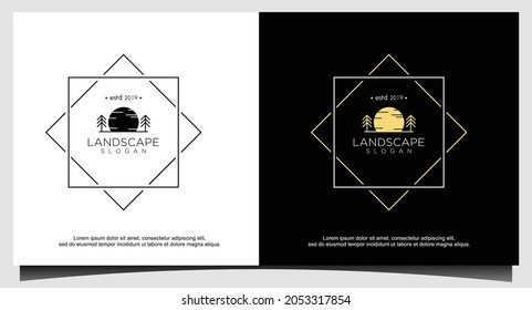 diseño del logotipo del sol nocturno de pino