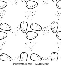 Pine nut  hand drawn vector seamless pattern. Outline monochrome texture made in doodle style.Fruit 
background for package, merch, wallpaper, menu and other design.