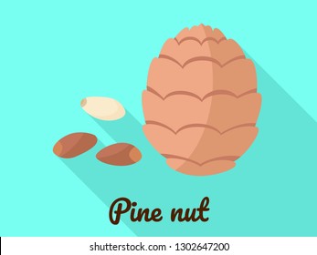 Pine nut icon. Flat illustration of pine nut vector icon for web design