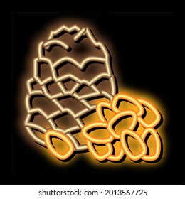 pine nut neon light sign vector. Glowing bright icon pine nut sign. transparent symbol illustration