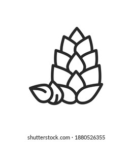 Pine nuts black line icon. Isolated vector element. Outline pictogram for web page, mobile app, promo.