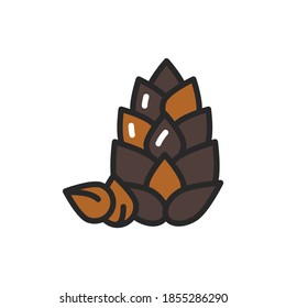 Pine nuts color line icon. Isolated vector element. Outline pictogram for web page, mobile app, promo.