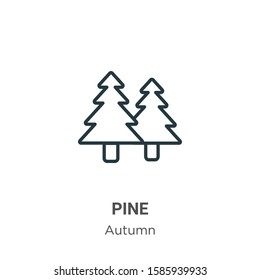 Pine outline vector icon. Thin line black pine icon, flat vector simple element illustration from editable autumn concept isolated on white background
