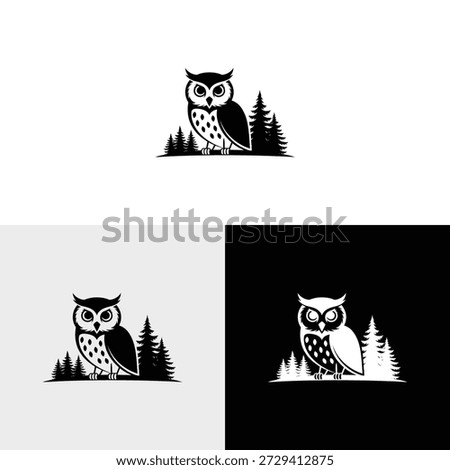 pine owl Logo design icon illustration