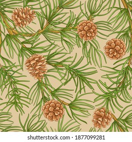pine pattern vector on color background
