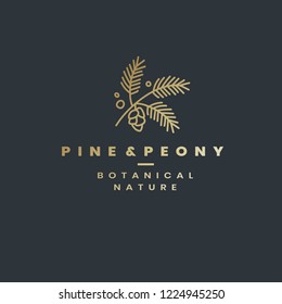 Pine & Peony logo design vector