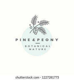 Vector de diseño de logotipo Pine & Peony