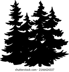 Pine silhouette. Tree silhouette. Flat illustration. Vector.