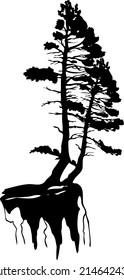 Pine silhouette. Tree silhouette. Flat illustration. Vector.