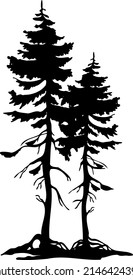 Pine silhouette. Tree silhouette. Flat illustration. Vector.