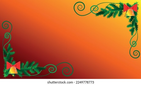 Pinos con campanas. Diseño de tarjetas de Navidad. Feliz Navidad y Feliz Año Nuevo.