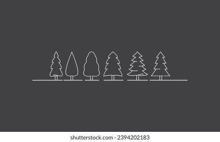 pine spruce doodle line art tree