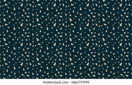 Pine and Star Christmas Newyear Seamless Pattern Design Vector illustration