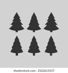 Pine tree 6 set of silhouette design