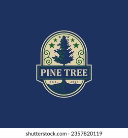 Pine tree badge logo illustration vector
