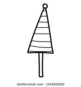 pine tree with ball decoration white background merry christmas icon vector illustration thick line