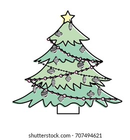 pine tree with balls and lights decoration
