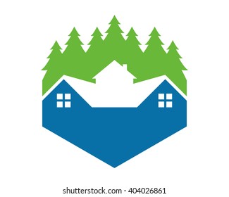pine tree blue real estate residence residency residential home house housing property image icon