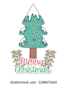 pine tree with branches leaves to merry chritsmas